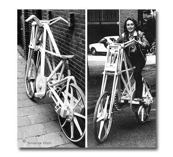 Cardan-aangedreven houten fiets