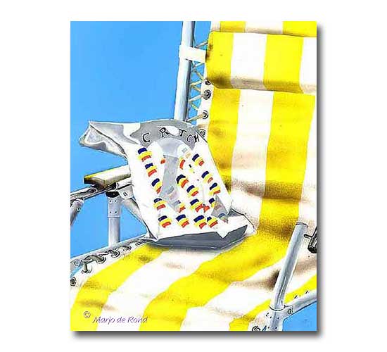 ligstoel met plastic tas