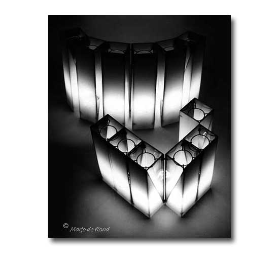 zesledige, scharnierbare lamp
